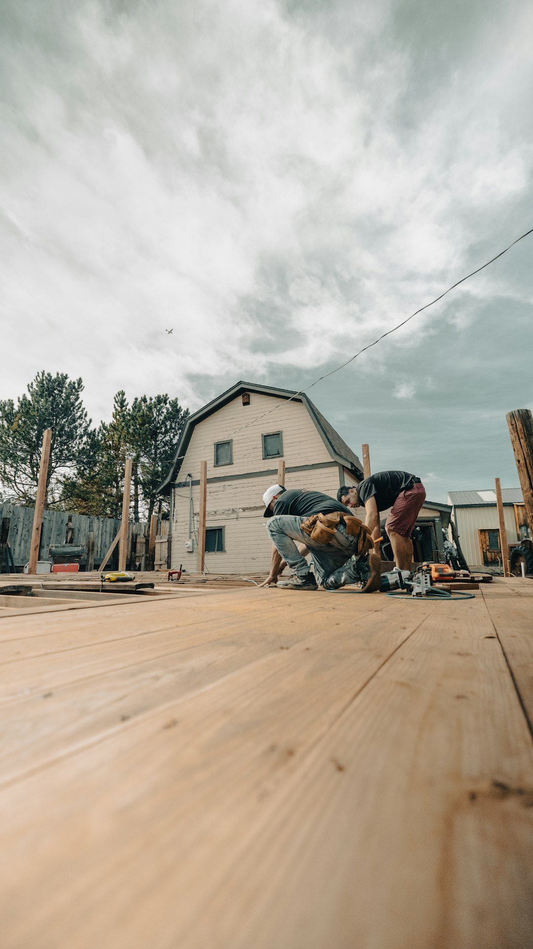 construction workers building a scene