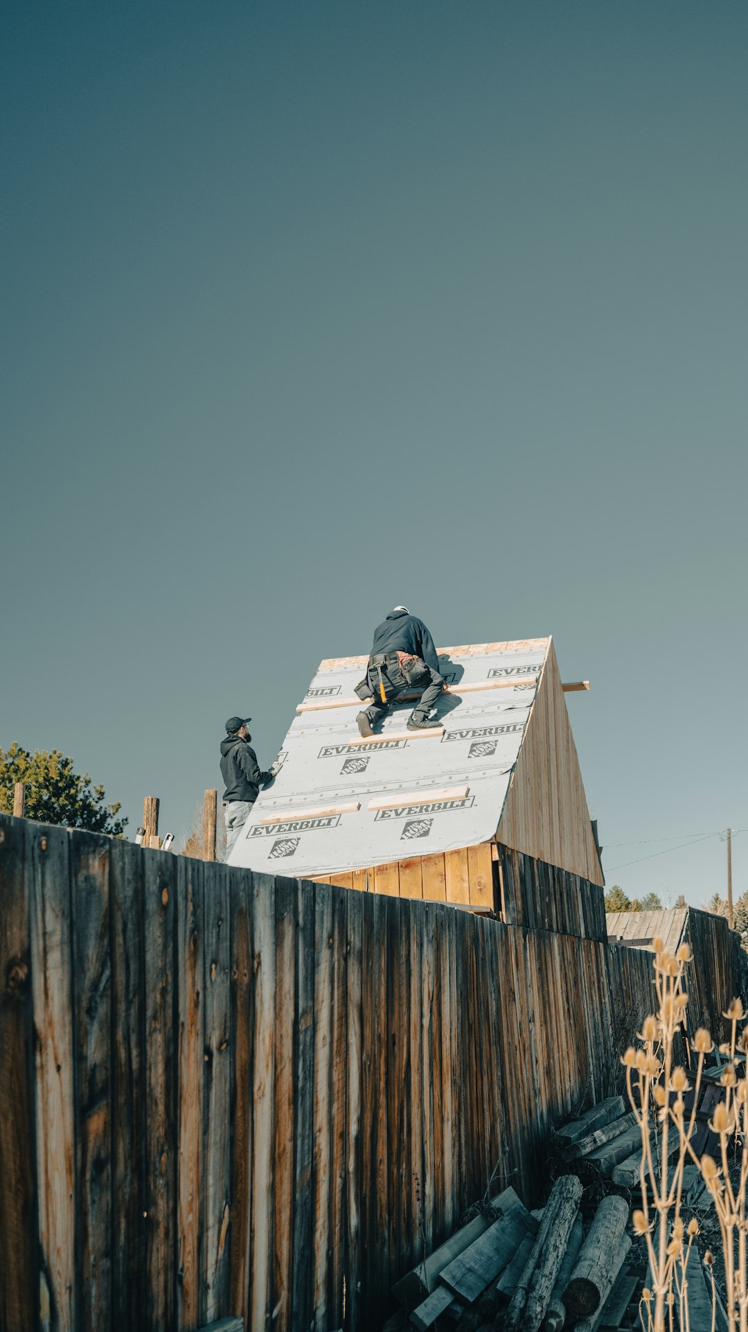 construction workers building a scene